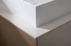 Стільниця під раковину Hansgrohe Xevolos E 157х55 з 2 вирізами МДФ пісочний матовий бежевий 54211780