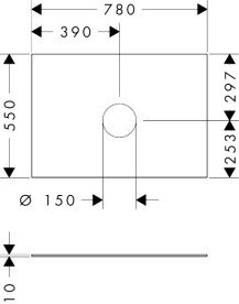 Столешница под раковину Hansgrohe Xevolos E 78х55 с вырезом по центру МДФ песочный матовый бежевый 54328780