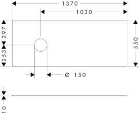 Столешница под раковину Hansgrohe Xevolos E 137х55 с вырезом слева МДФ матовый белый 54333700