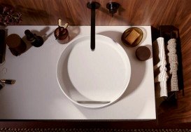 Стільниця під раковину Hansgrohe Xevolos E 137х55 з вирізом праворуч МДФ пісочний матовий бежевий 54334780