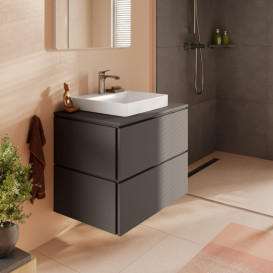 Столешница под раковину Hansgrohe Xilesa E 78х55 с вырезом по центру ДСП сланцево-серый матовый 54269760