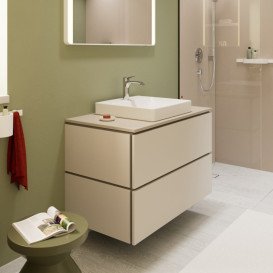 Стільниця під раковину Hansgrohe Xilesa E 98х55 з вирізом по центру ДСП пісочно-бежевий матовий 54270780