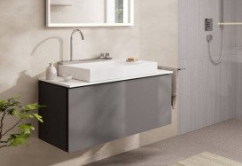 Стільниця під раковину Hansgrohe Xilesa E 118х55 з вирізом по центру ДСП матовий білий 54271700