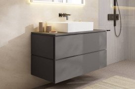 Стільниця під раковину Hansgrohe Xilesa E 118х55 із вирізом по центру ДСП сланцево-сірий матовий 54271760