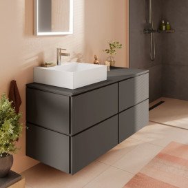 Столешница под раковину Hansgrohe Xilesa E 137,5х55 вырез слева ДСП сланцево-серый матовый 54272760