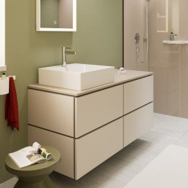Столешница под раковину Hansgrohe Xilesa E 137,5х55 вырез слева ДСП песочно-бежевый матовый 54272780