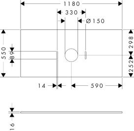 Столешница под раковину Hansgrohe Xilesa E 118х55 с вырезом по центру ДСП матовый белый 54277700