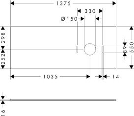 Стільниця під раковину Hansgrohe Xilesa E 137,5х55 виріз праворуч ДСП сланцево-сірий матовий 54279760