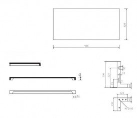 Столешница под раковину в ванную комнату Marmorin Zoya 900 литой камень белый  P_P_552_06_0900