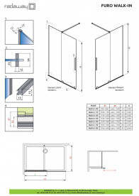 Створка душевой двери Radaway Furo Black Walk-in 140 L раздвижная 73.8х200 см левая черный/прозрачное стекло 10106738-54-01L