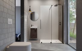 Створення душових дверей Radaway Furo Black Walk-in 120 R розсувна 63.8х200 см права чорна/прозоре скло 10106638-54-01R