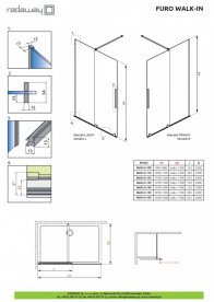 Створка душевой двери Radaway Furo Black Walk-in 160 R раздвижная 83.8х200 см правая черный/прозрачное стекло 10106838-54-01R