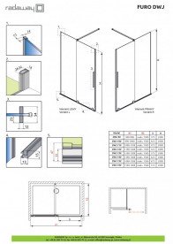 Створка душевой двери Radaway Furo Black DWJ 160 L раздвижная 82,2х200 см левая черный/прозрачное стекло 10107822-54-01L