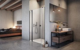 Створення душових дверей Radaway Nes 8 Black DWJS 120 L 59х200 см ліве чорне/прозоре скло 10084590-54-01L