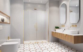 Стулки душових дверей Radaway Furo Gold DWD 36.3х200 см розсувні золото/прозоре скло 10108363-09-01