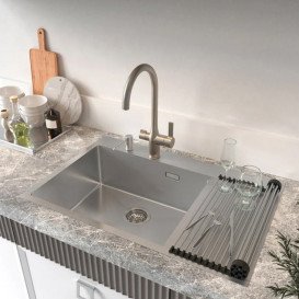 Сушилка для посуды Kroner KRP Matte-SCH4333-2 нержавеющая сталь/силикон хром/черный CV028242