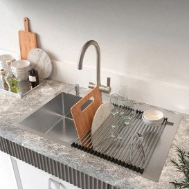 Сушилка для посуды Kroner KRP Matte-SCH4333-2 нержавеющая сталь/силикон хром/черный CV028242