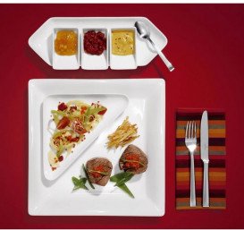 Тарелка квадратная плоская Villeroy & Boch Pi Carré 28х28 см премиум фарфор белый 16-3334-2629