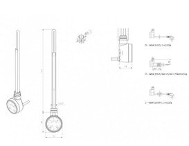 ТЕН для сушки для рушників Terma Moa 400 Вт прихований монтаж кабелю RAL 9016 білий WEMOA04T916M/WEMOA04F916M