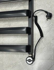 ТЕН для сушки для рушників Terma Moa 600 Вт кабель спіральний з вилкою RAL 9005 чорний WEMOA06T905U