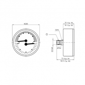 Термоманометр Afriso ТМ 80 мм 0-10 бар 20-120°C ½'' аксиальный 63343