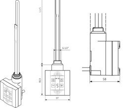 Терморегулятор для сушки для рушників Terma KTX-4 кабель спіральний з вилкою чорний WEKT4K905U