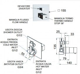 Термостат для душа Daniel Skyline скрытого монтажа хром SKT612CR