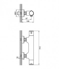Термостат для душа Devit Ecotherm однорычажный латунь хром 67010TJW4