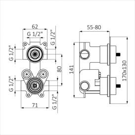 Термостат для душу GRB Kala Black вбудовується чорний матовий 60130601