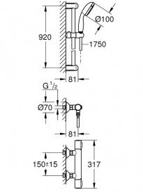 Термостат для душу Grohe QuickFix Precision Flow з душовим гарнітуром хром 34842000