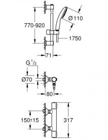 Термостат для душу Grohe QuickFix Precision Flow з душовим гарнітуром хром 34805001