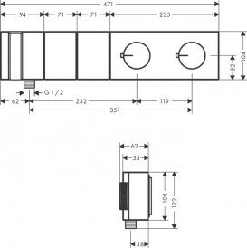 Термостат для душу Hansgrohe Axor Edge 2 споживача з алмазної огранюванням 46701000
