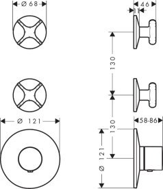 Термостат для душу Hansgrohe Axor One вбудований 2 споживача матовий чорний хром 48712340