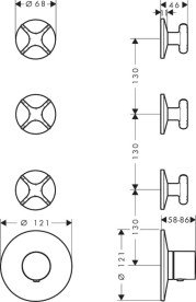 Термостат для душу Hansgrohe Axor One 3 споживача матова латунь 48713950