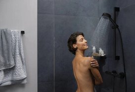 Термостат для душу Hansgrohe Ecostat Element із душовим набором Pulsify Select S EcoSmart чорний матовий 24272670