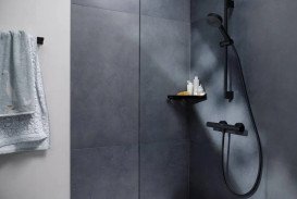 Термостат для душу Hansgrohe Ecostat Element із душовим набором Pulsify Select S EcoSmart чорний матовий 24272670