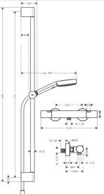 Термостат для душа Hansgrohe Ecostat Fine с душевым набором Pulsify Select S EcoSmart черный матовый 24261670