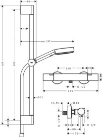 Термостат для душу Hansgrohe Ecostat Fine із душовим набором Pulsify Select S EcoSmart чорний матовий 24262670