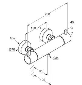 Термостат для душу Kludi Bozz двовентильний брошурований нікель PVD 35203N538