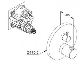 Термостат для душа Kludi Nova Fonte Puristic встраиваемый хром 208300515