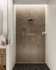 Термостат для душа скрытого монтажа Hansgrohe RainSelect 2 выхода шлифованная бронза 15380140