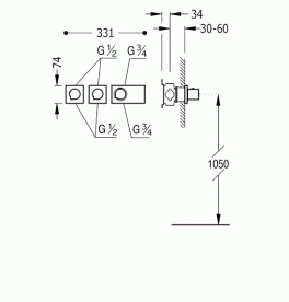 Термостат для душу Tres Block System colors з затвором 3 споживача чорний матовий 20735399NM