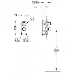 Термостат для душу Tres Block System colors 1 споживач білий матовий 20625199BM
