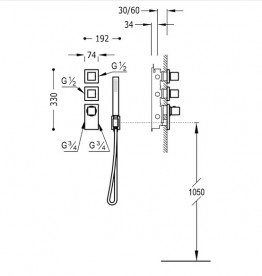 Термостат для душа Tres Block System colors 4 потребителя золото 20625491OR
