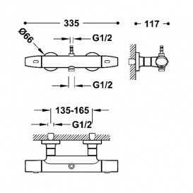 Термостат для душа Tres Over-wall двухвентильный хром 19016903