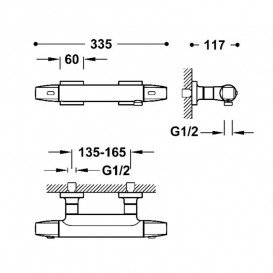 Термостат для душу Tres Over-wall настінний двовентильний чорна бронза 19016405KMB