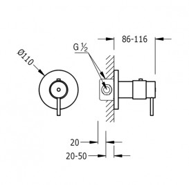 Термостат для душу Tres Tresmostatic одноважільний вбудовується хром 190547