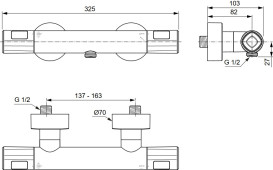 Термостат для душу Villeroy & Boch Universal Showers двовентильний матовий чорний TVS000034000K5