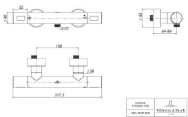 Термостат для душу Villeroy & Boch Universal Taps & Fittings двовентильний хром TVS00001700061