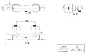 Термостат для душу Villeroy & Boch Universal Taps & Fittings двовентильний матове золото TVS00001700076